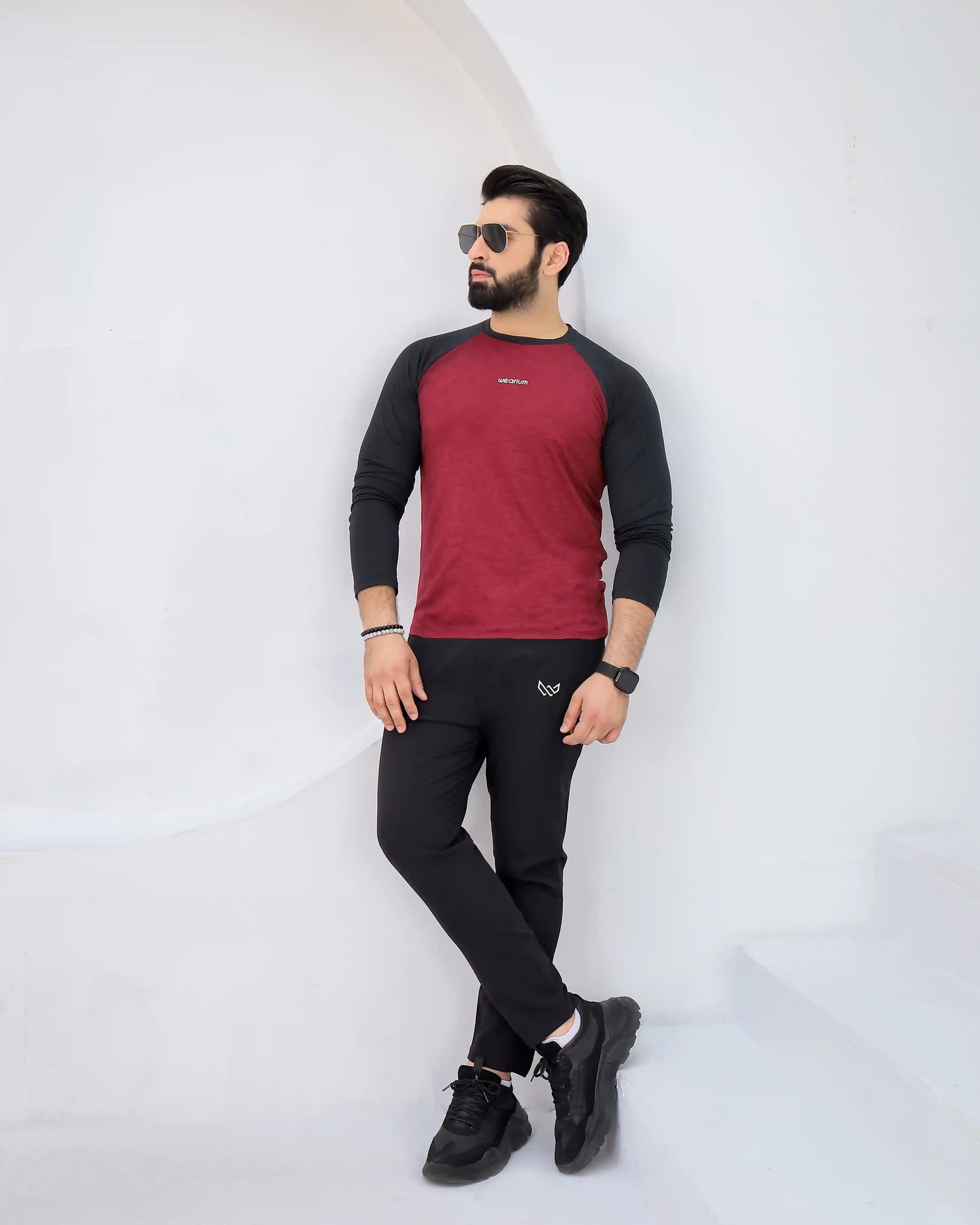 AURA - Spendex Textured Mehroon Twinset