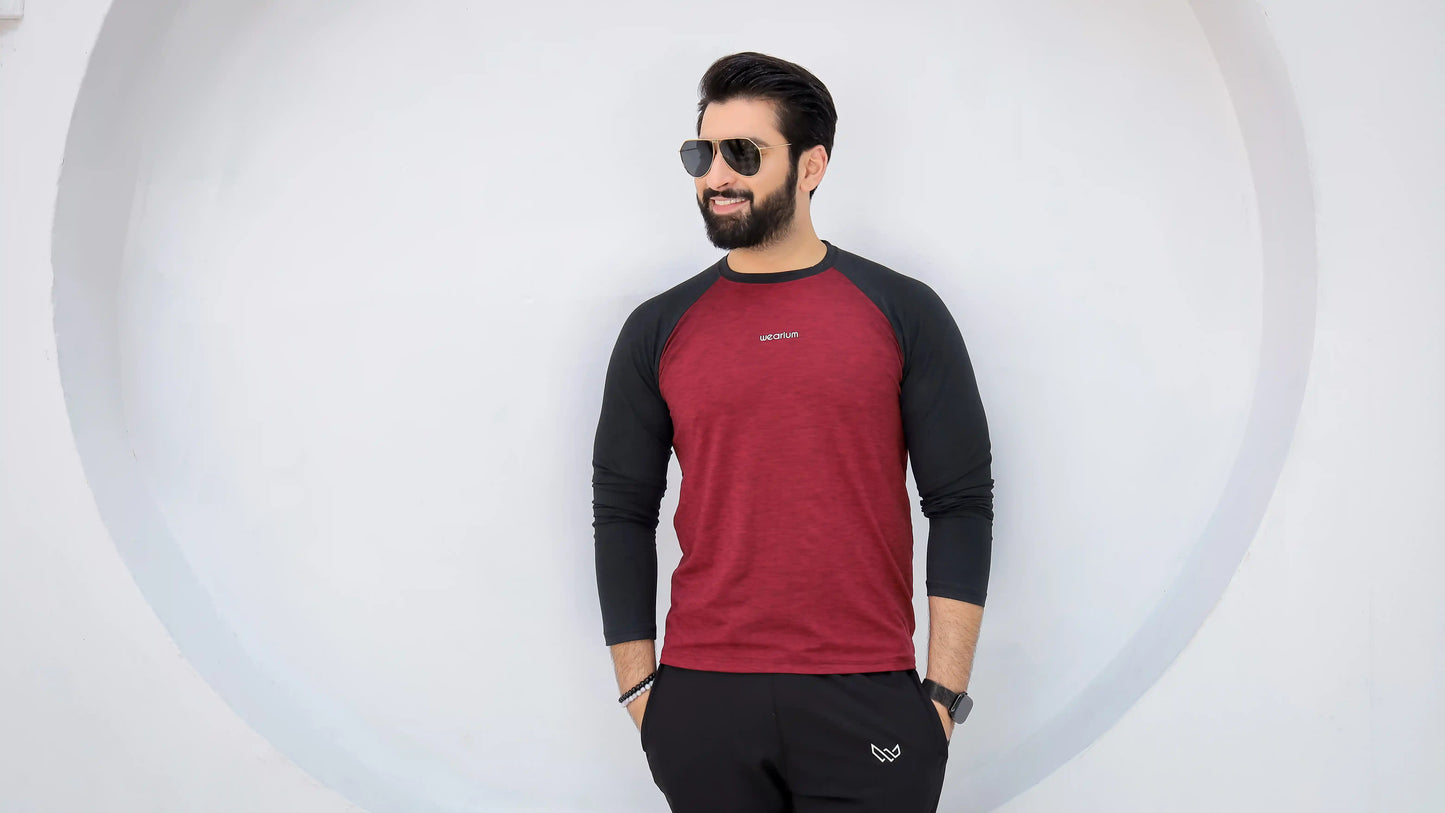AURA - Spendex Textured Mehroon Twinset