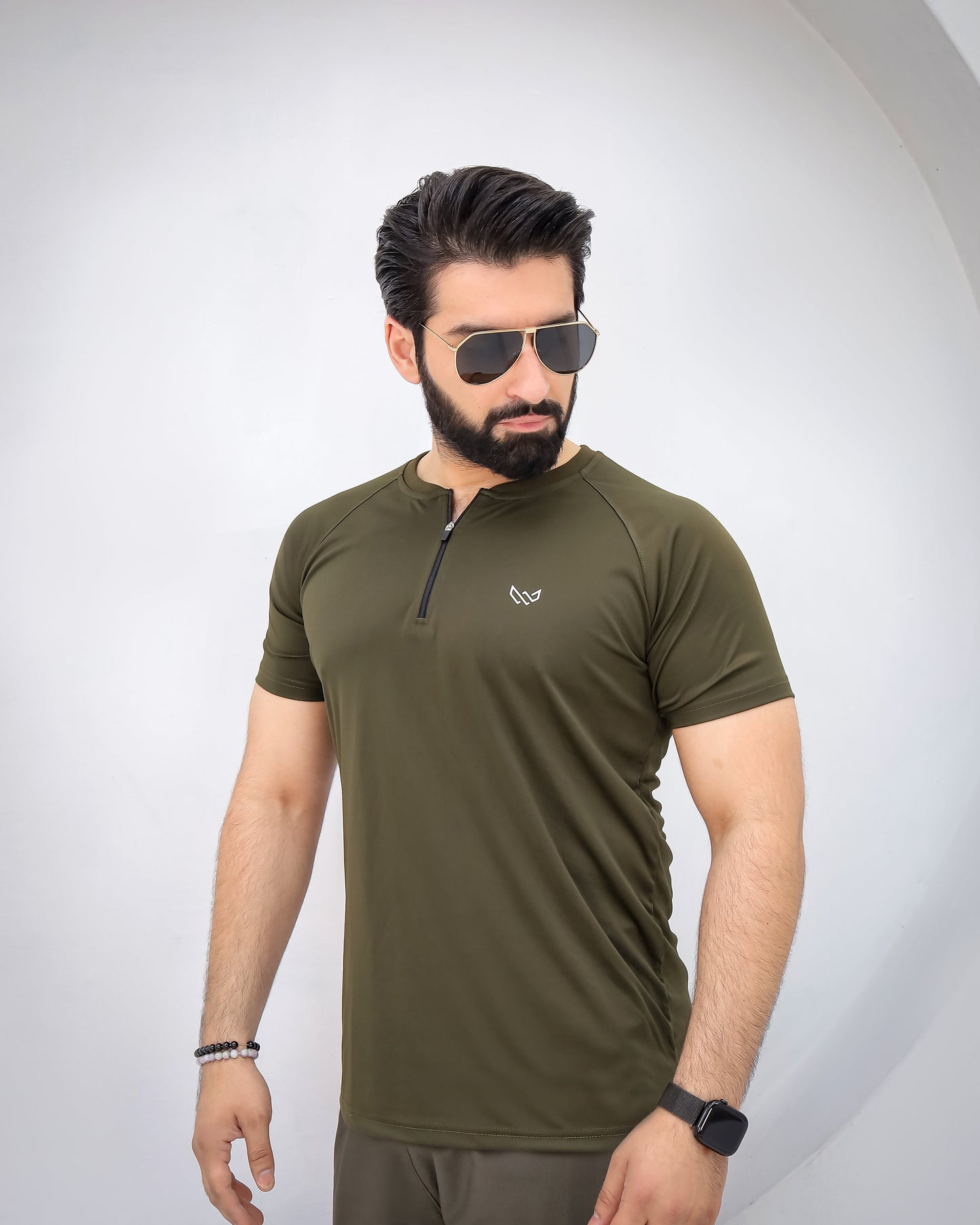 Tactical Olive Zip Tee - Olive