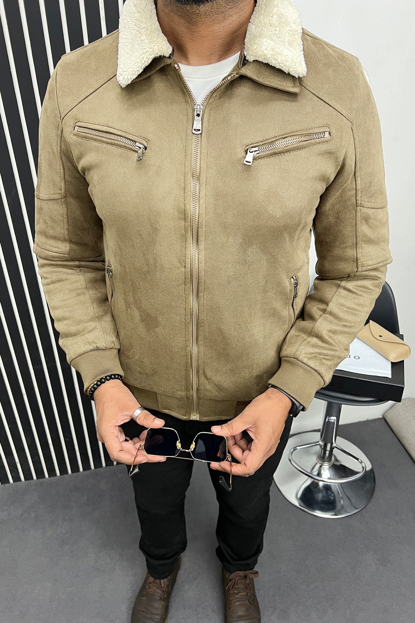 Designed To Blow Your Mind Zipper Men's Suede Jacket
