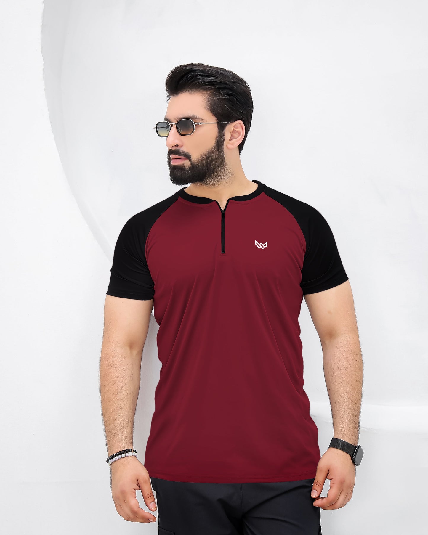 Velocity Zip Tee - Maroon/Black