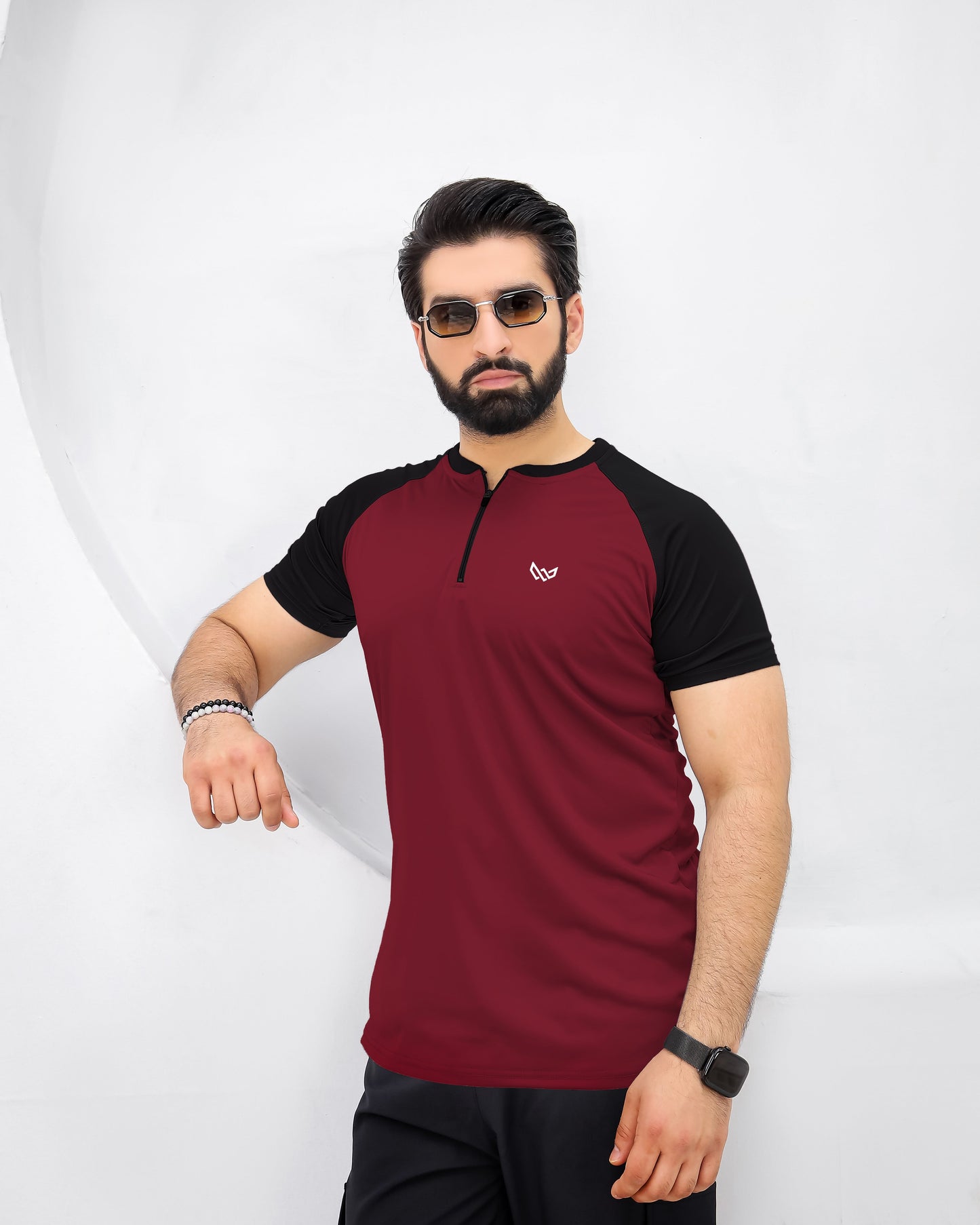 Velocity Zip Tee - Maroon/Black