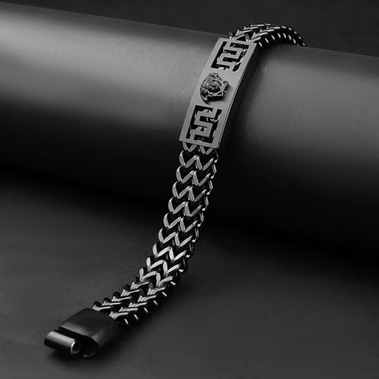 12mm Dual Black Wheat chain Bracelet -316L