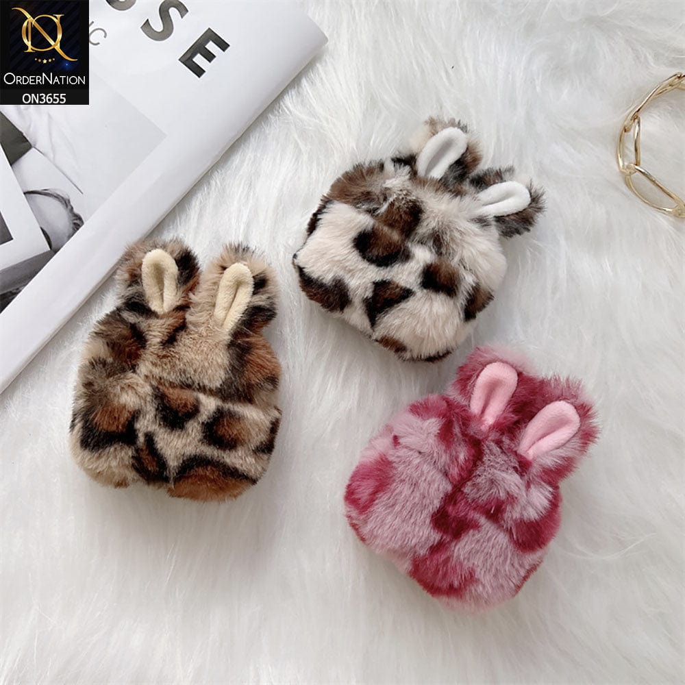 Airpods Pro Cover - Pink - Fluffy Winter Warm Ear PLush Hard Silicone Airpods Case