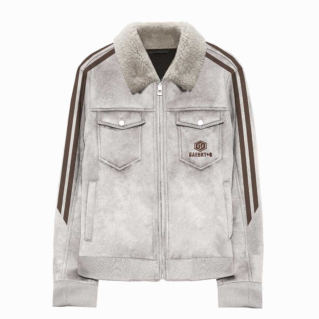 Imported Suede Front Zip Fur Collar Premium Jacket For Men