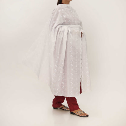 White Embroidered Dupatta PD5462