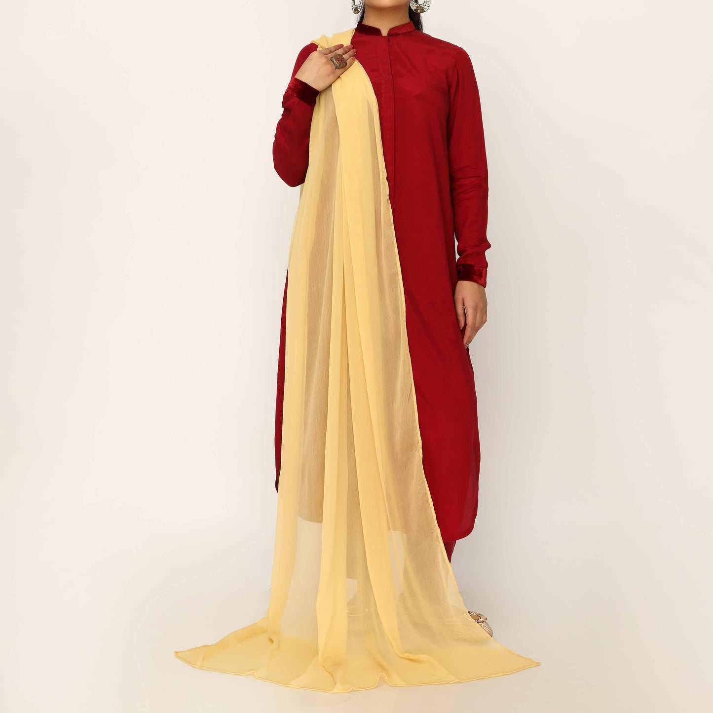 Yellow Raw Silk Dupatta PD5579