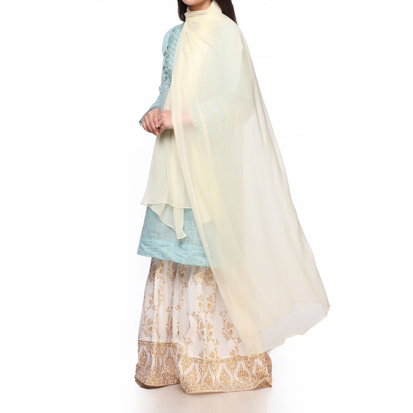 Cream Plain Dyed Chiffon Dupatta PS2702
