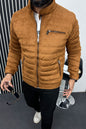 Quilted Pattern Iconic Zipper Men's Suede Jacket