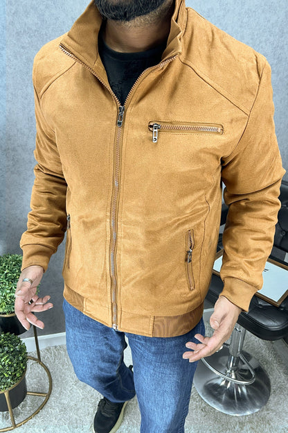 BuckleUp Vintage Zipper Men's Suede Jacket