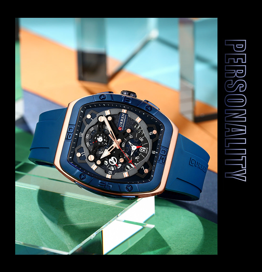 CURREN 8443 Men's Rubber Straps Watch
