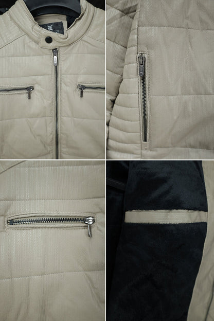 Self Design Zipper Pockets Men's Imported Suede Leather Jacket