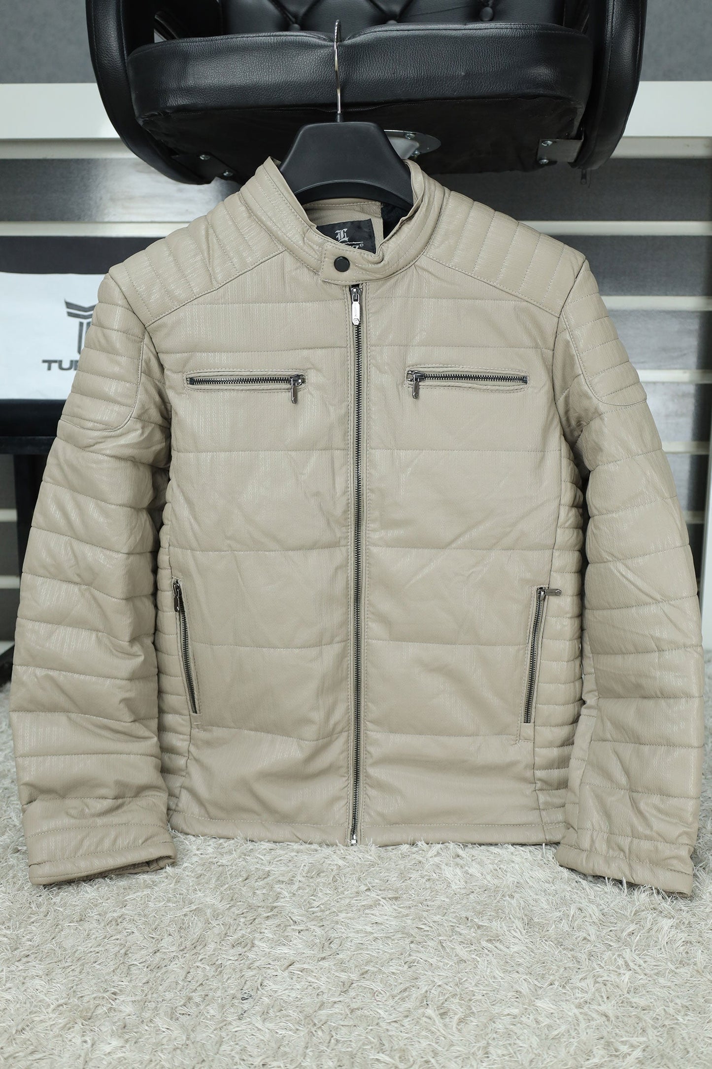 Self Design Zipper Pockets Men's Imported Suede Leather Jacket