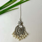 Sameera Earrings/Teeka Set Silver (Pearl)