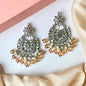 Sameera Earrings/Teeka Set (Silver Champagne)