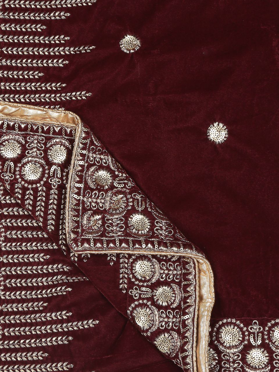 Embroidered Navy Blue Velvet Dupatta