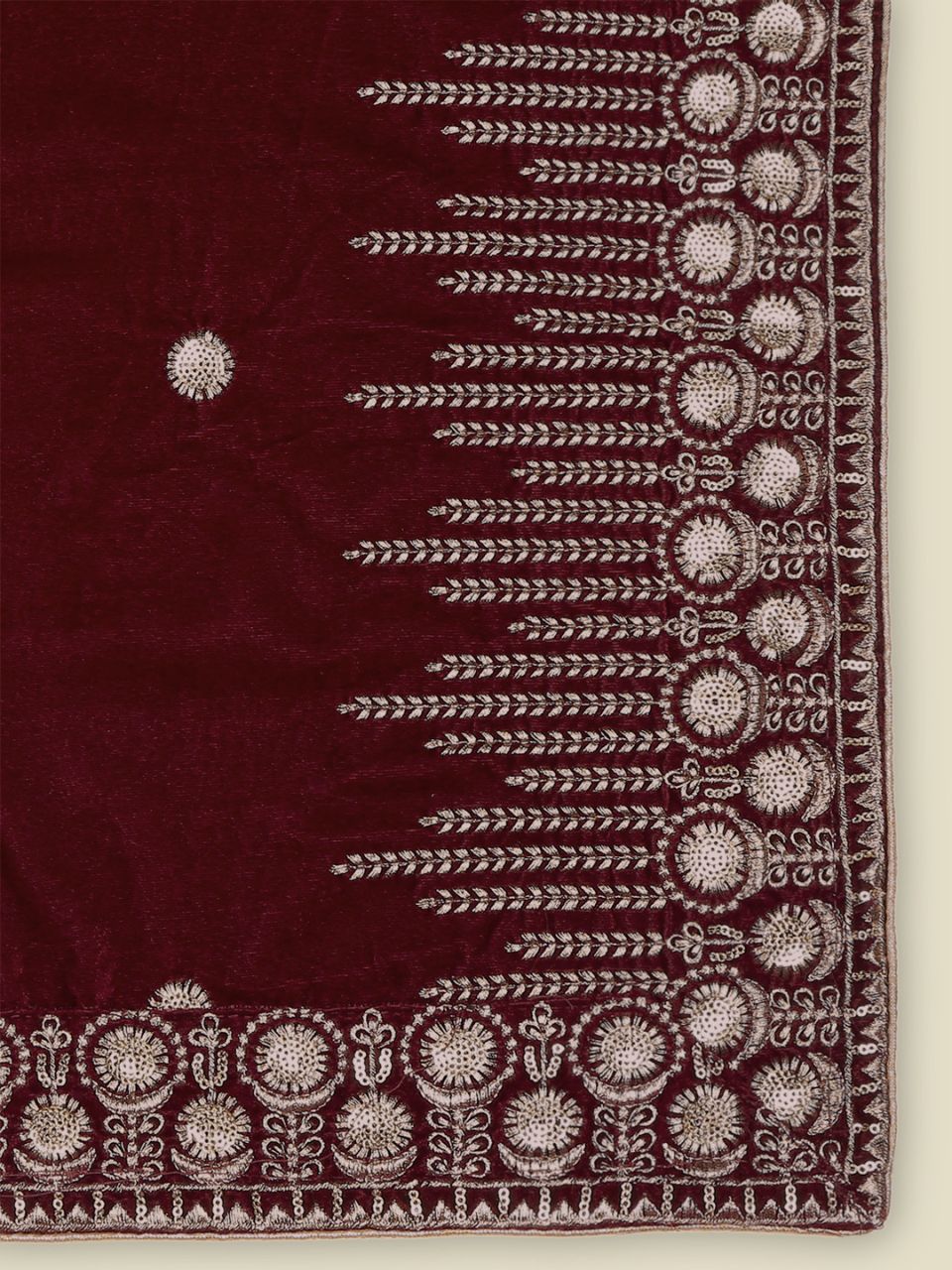 Embroidered Navy Blue Velvet Dupatta