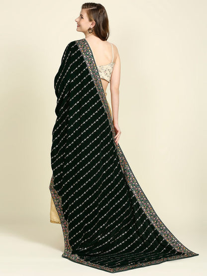 Multicolour Embroidered Velvet Dupatta