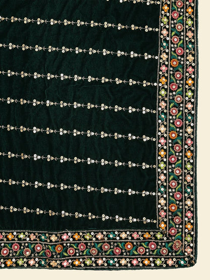 Multicolour Embroidered Velvet Dupatta
