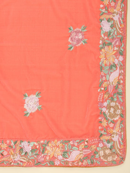 Parsi Gara Thread Work Embroidered Velvet Dupatta