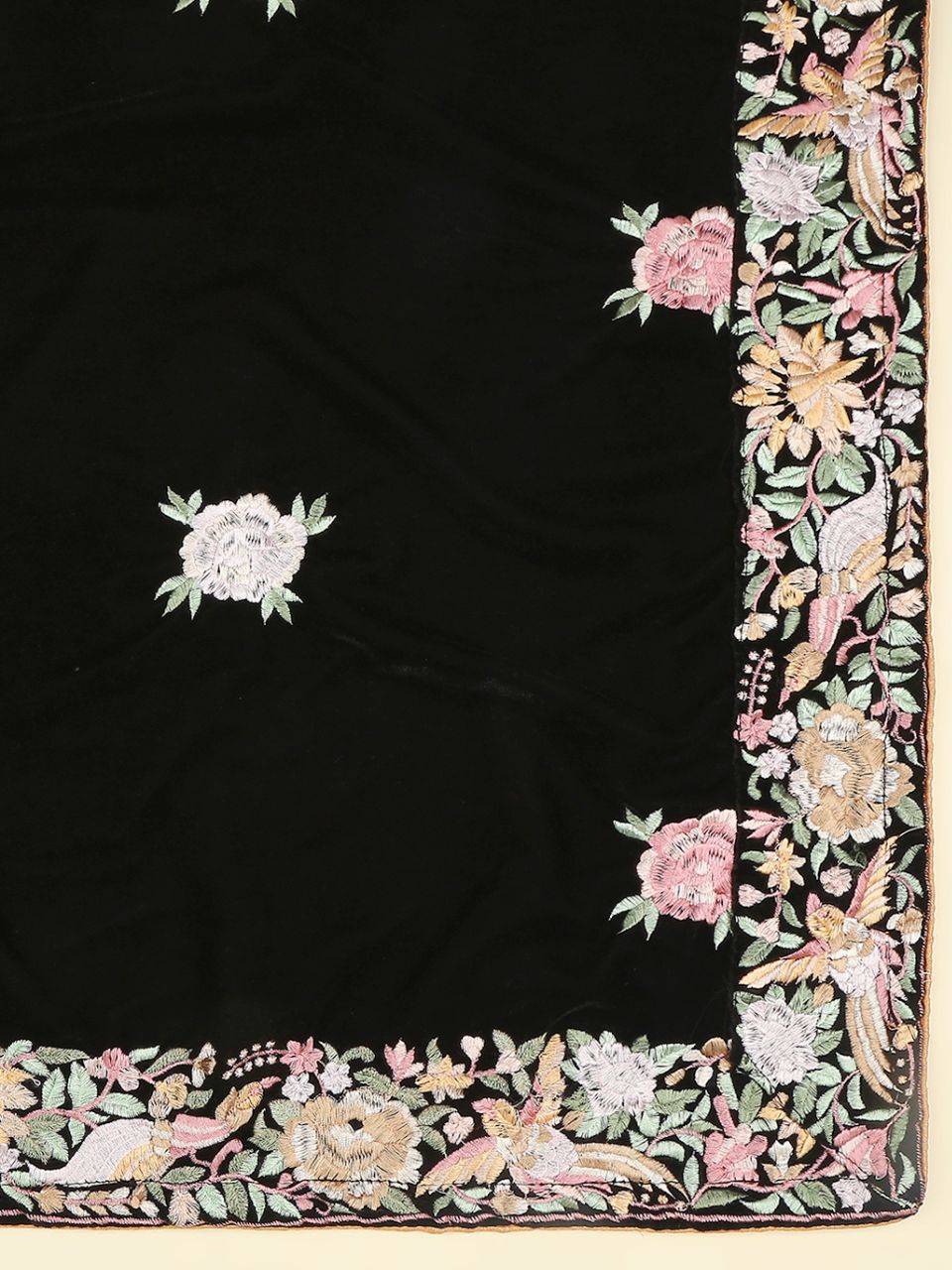 Parsi Gara Thread Work Embroidered Velvet Dupatta