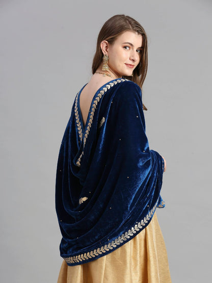 Gotta Patti Work Velvet Blue Dupatta