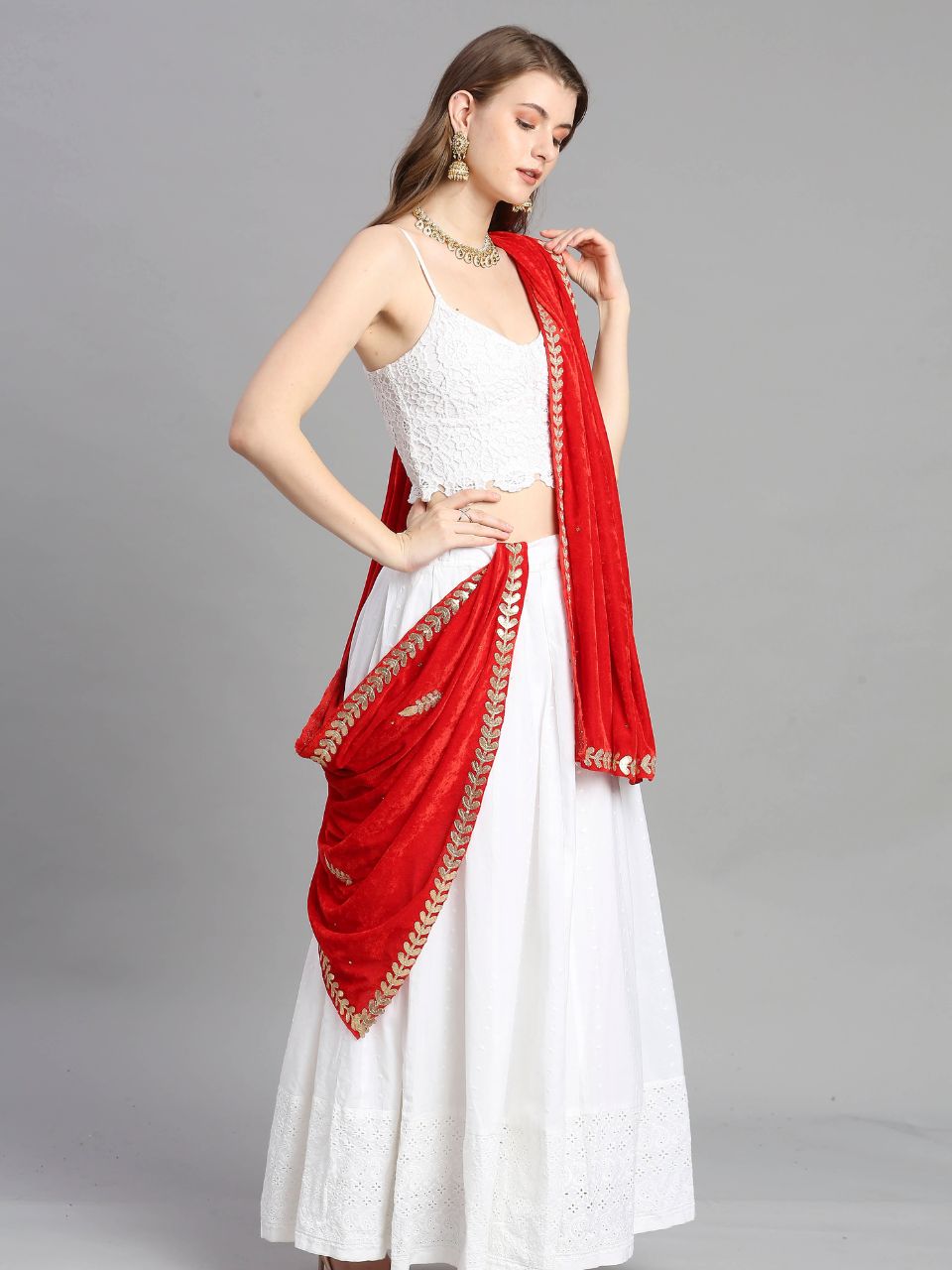 Gotta Patti Work Velvet Red Dupatta