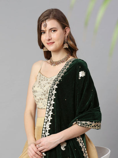 Gotta Patti Work Velvet Dupatta With Danglers