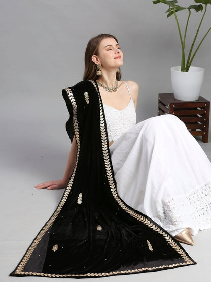 Gotta Patti Work Velvet Black Dupatta