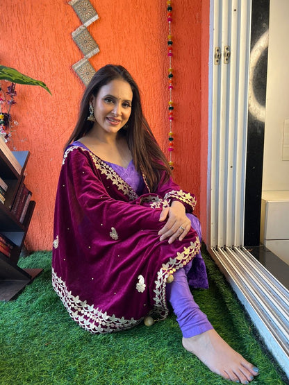 Gotta Patti Work Velvet Dupatta With Danglers