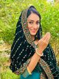 Multicolour Embroidered Velvet Dupatta