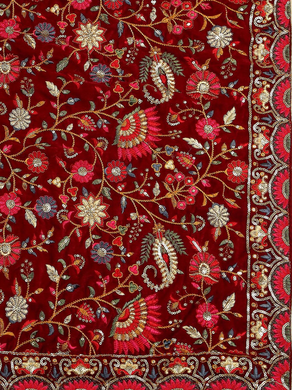 All Over Floral Embroidered Velvet Dupatta
