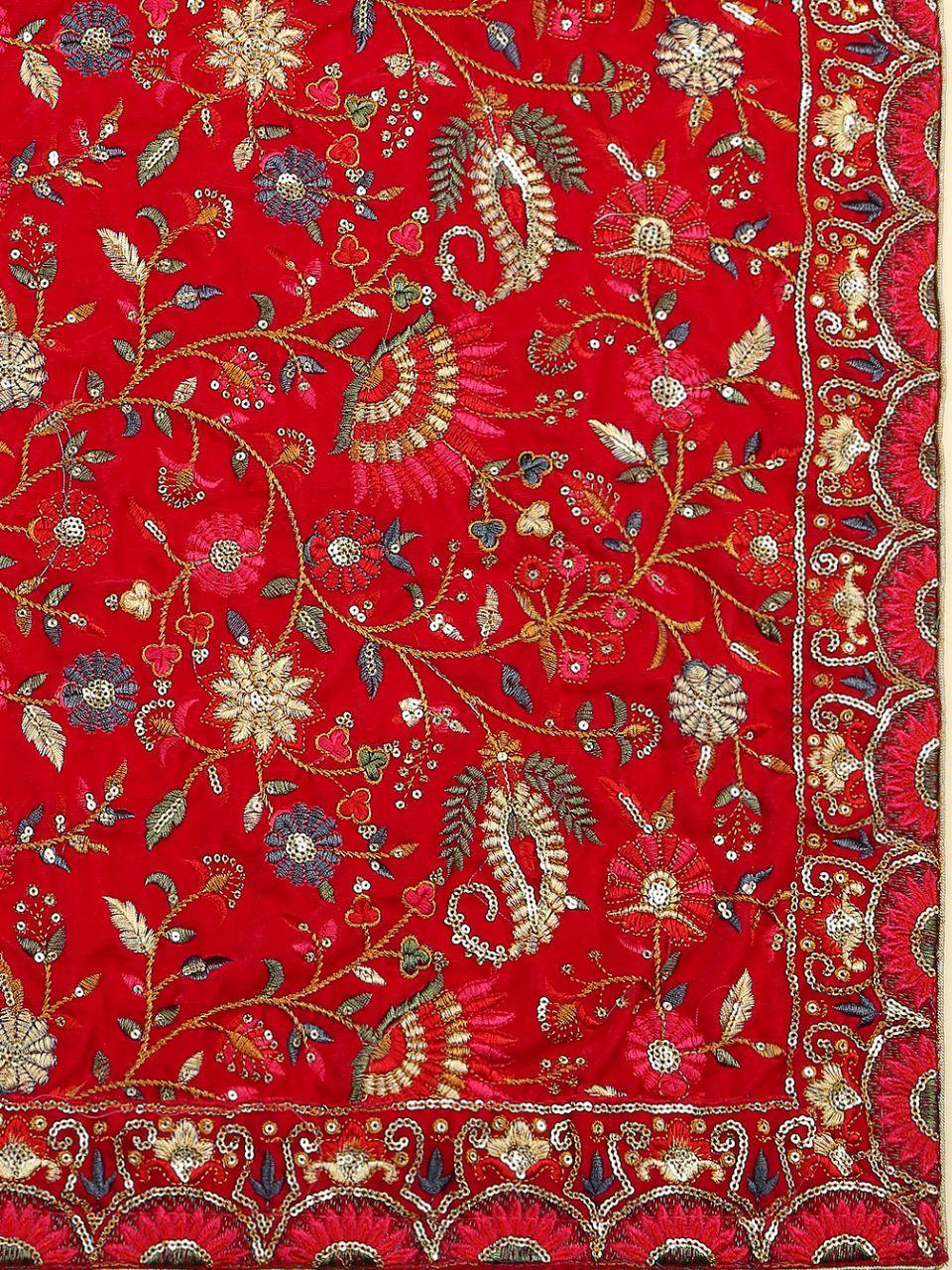All Over Floral Embroidered Velvet Dupatta