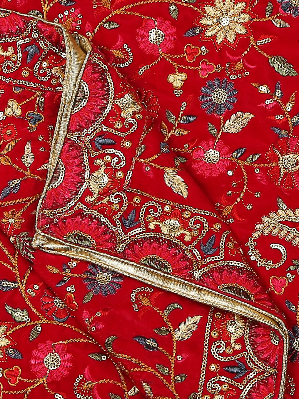 All Over Floral Embroidered Velvet Dupatta