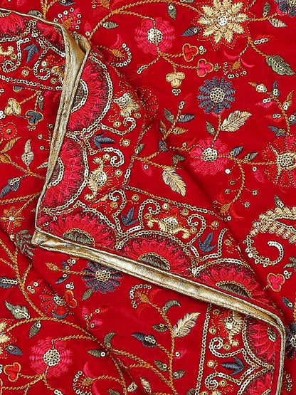 All Over Floral Embroidered Velvet Dupatta