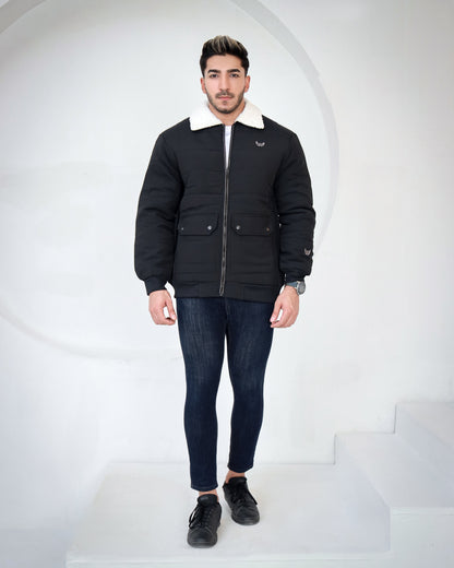 Classic Sherpa Collar Jacket - Black