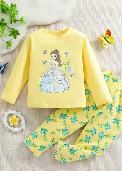 Yellow Barbie Doll Pajama Set Kids Wear