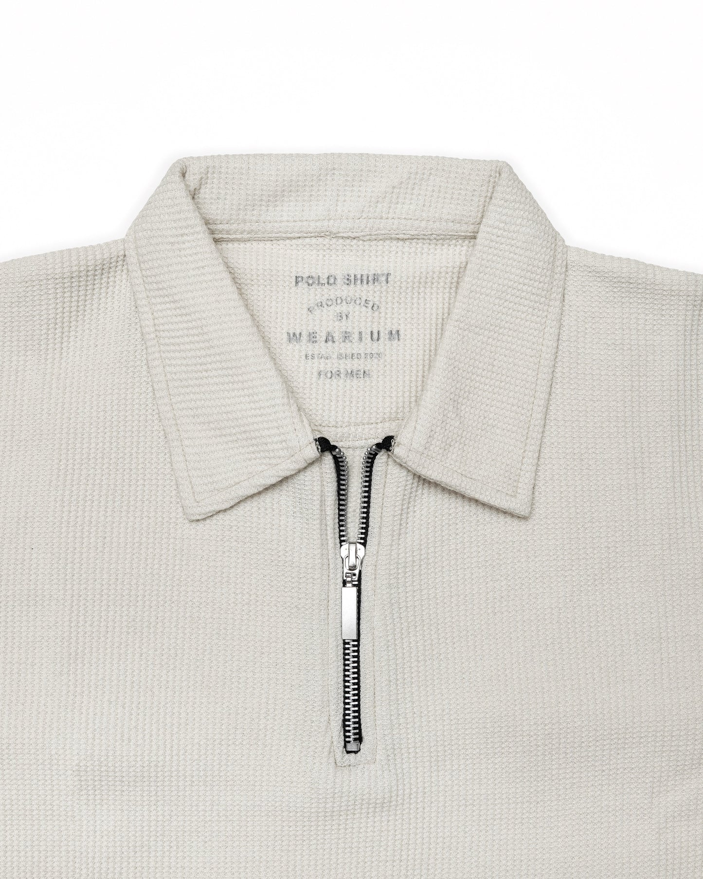 Waffle Knit Zip Polo - Off White