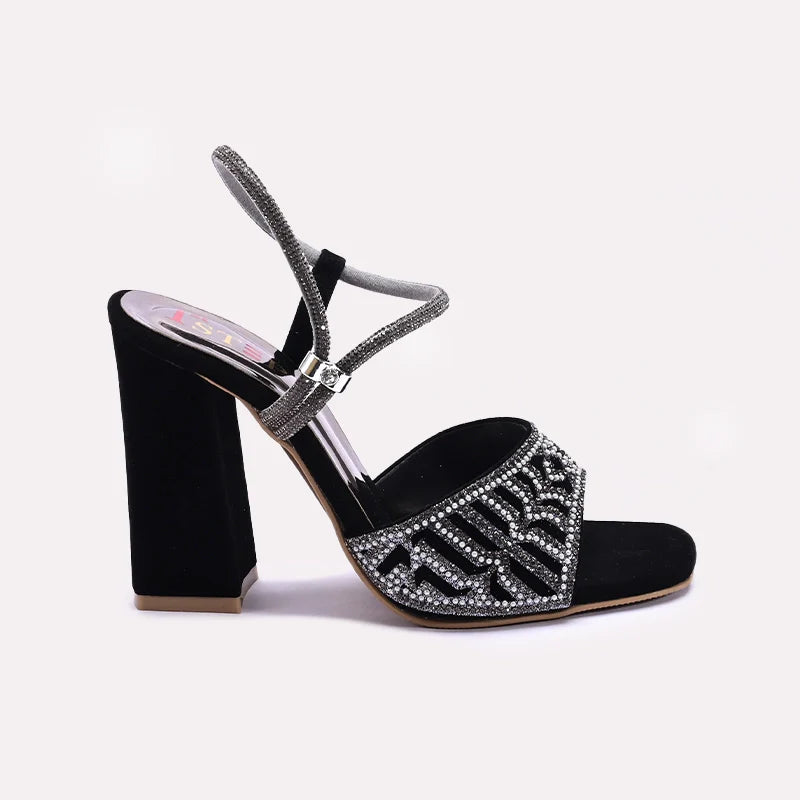 Black High Heel Fancy Sandals 0421479