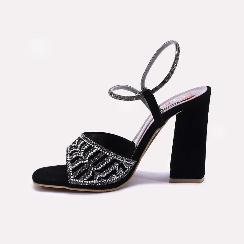 Black High Heel Fancy Sandals 0421479