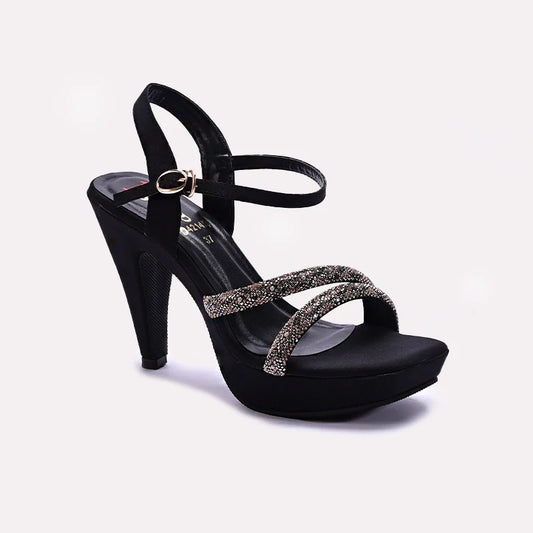 Black Pointed Heel Fancy Sandals 0421454