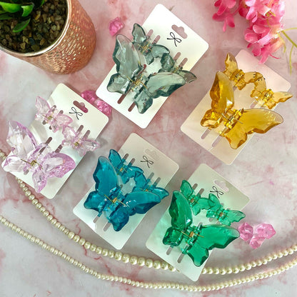3pcs Crystal Butterfly Claw Clips