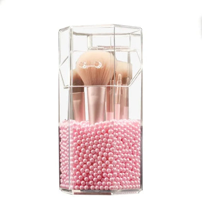 Acrylic Makeup Brush Holder Storage Box With Pearls