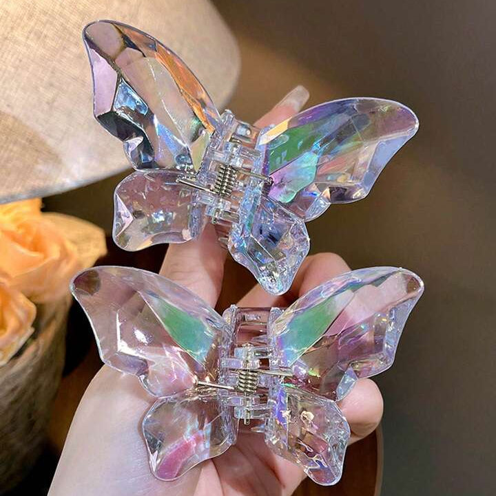 3pcs Crystal Butterfly Claw Clips