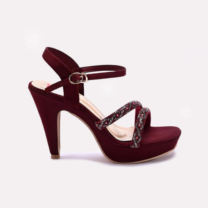 Maroon Pointed Heel Fancy Sandals 0421454