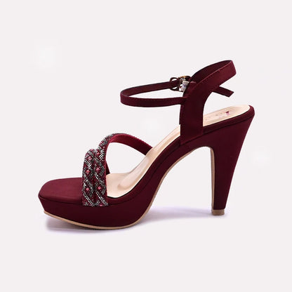 Maroon Pointed Heel Fancy Sandals 0421454