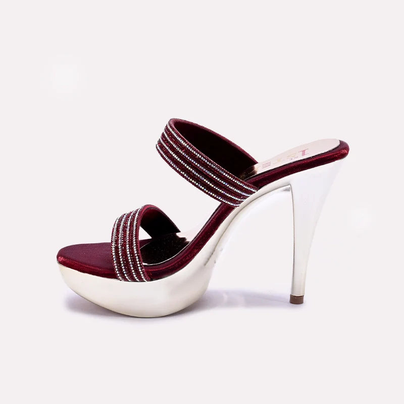 Maroon Pointed Heel Fancy Sandals 0421463