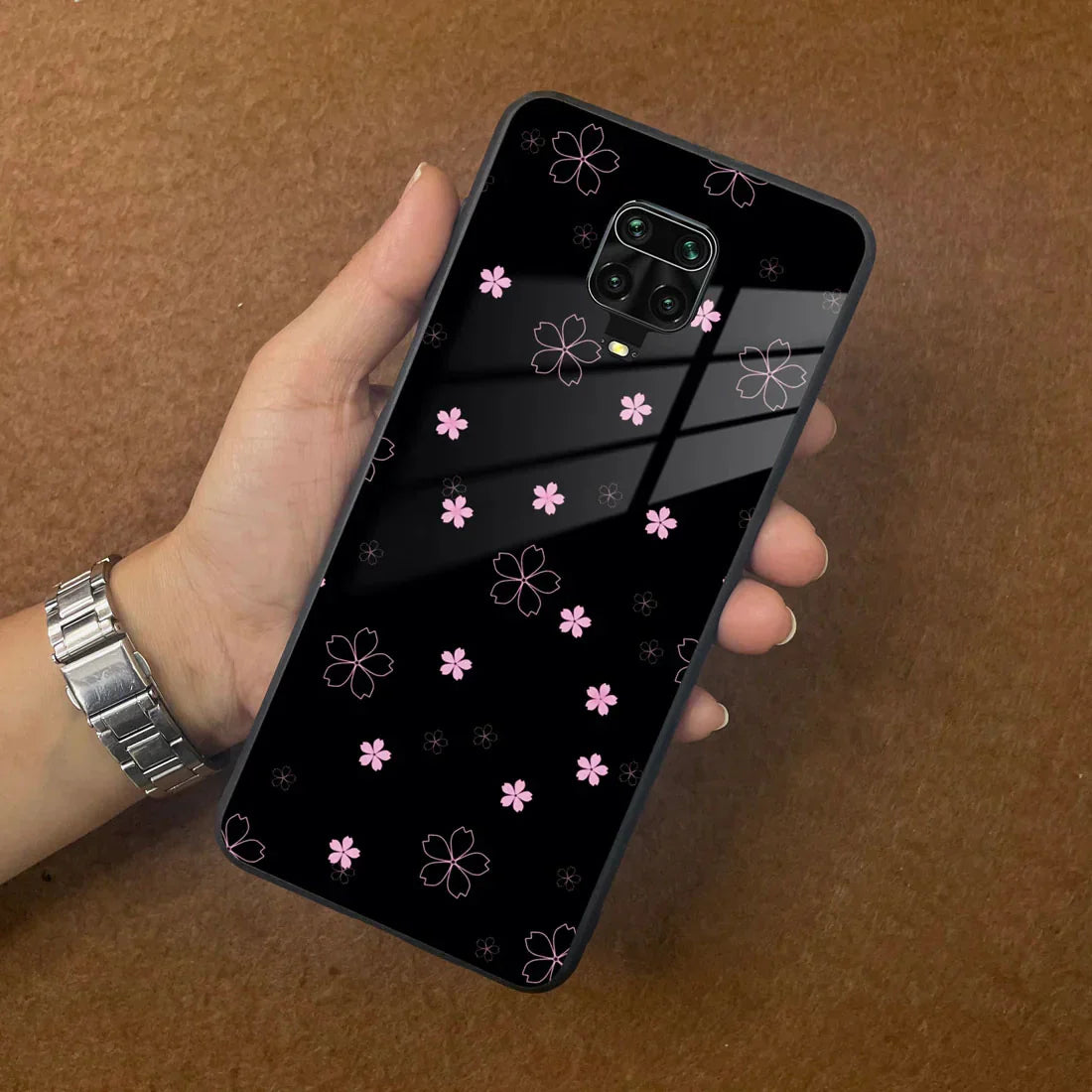 2D customise Glossy Pink Flowers Case