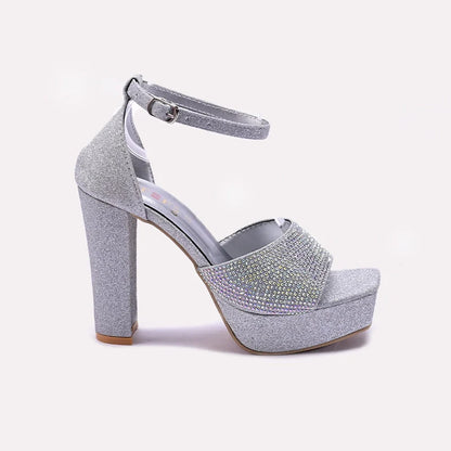 Silver High Heel Fancy Sandals 0421488