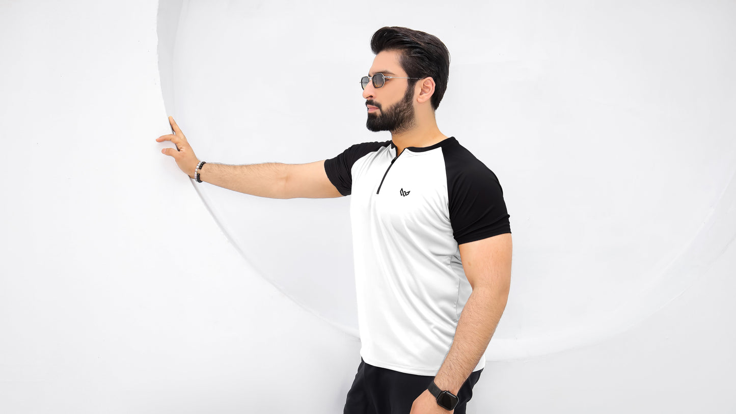 Velocity Zip Tee - White/Black